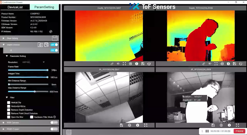 Synexens CS40Pro 10m TOF Sensor Camera - Multi-Camera Sync & Trigger