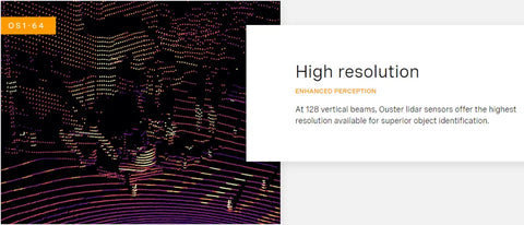 OS1 32/64 /128 lines for autonomous delivery Autonomous driving 3D lidar Ouster Mid-Range High-Resolution Imaging Lidar