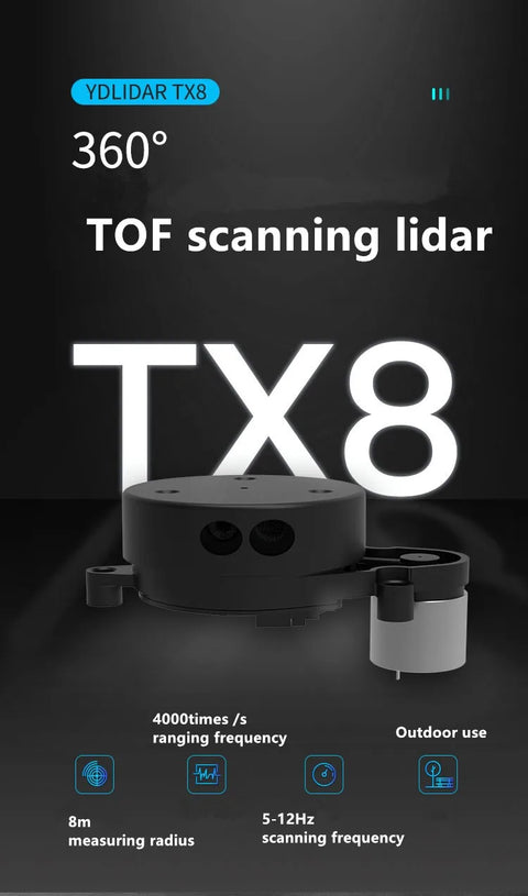 YDLIDAR TX8 EAI 8m 4K can be outdoor using anti-glare TOF laser radar small size high-performance