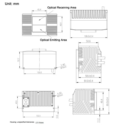 PAXECAT S300 dimension drawing with detailed measurements in millimeters