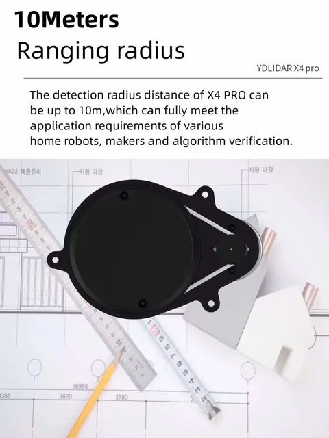 EAI X4 PRO ROS Learning robot EAI YDLIDAR X4 PRO Range Distance 10m Navigation &Obstacle Avoidance 360° Scan Angle