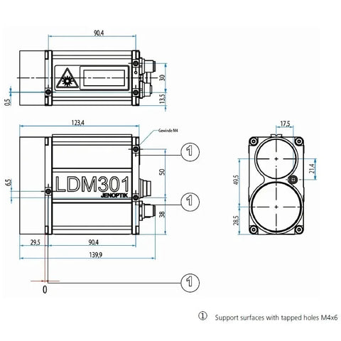 measure up to 3000m and calculate object velocities lidar RS-232, RS-422, Profibus, SSI interfaces JENOPTIK LDM301 laser sensor