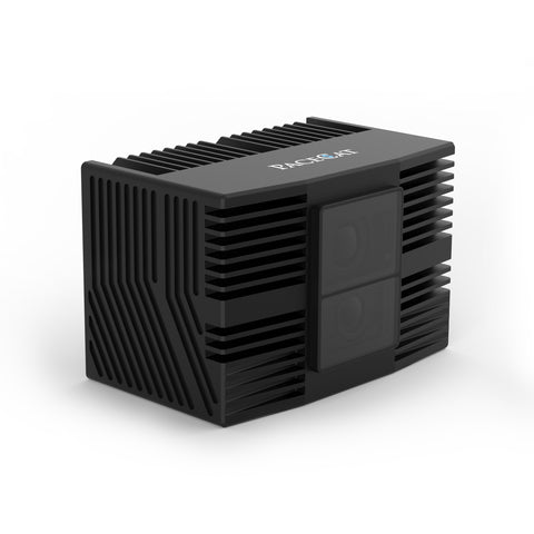 PAXECAT S300 LiDAR transmitter and receiver close-up, solid-state laser sensing